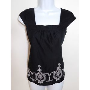 Ann Taylor LOFT Blouse Black Short Sleeve Size 4P